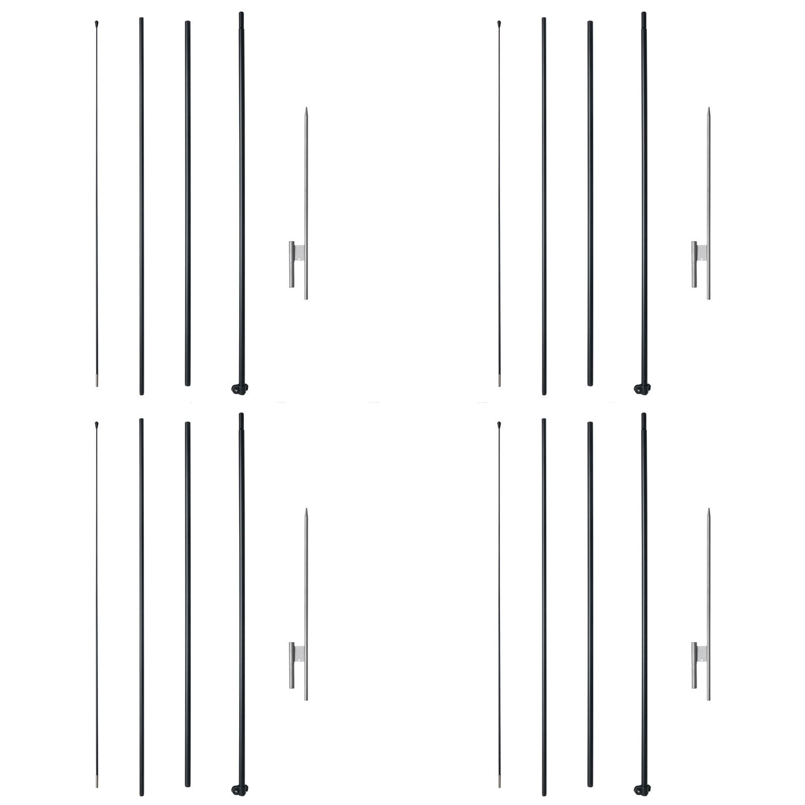 VEVOR Feather Flag Pole Kit 4 Packs Swooper Flag Pole 16.3 ft with Ground Stakes