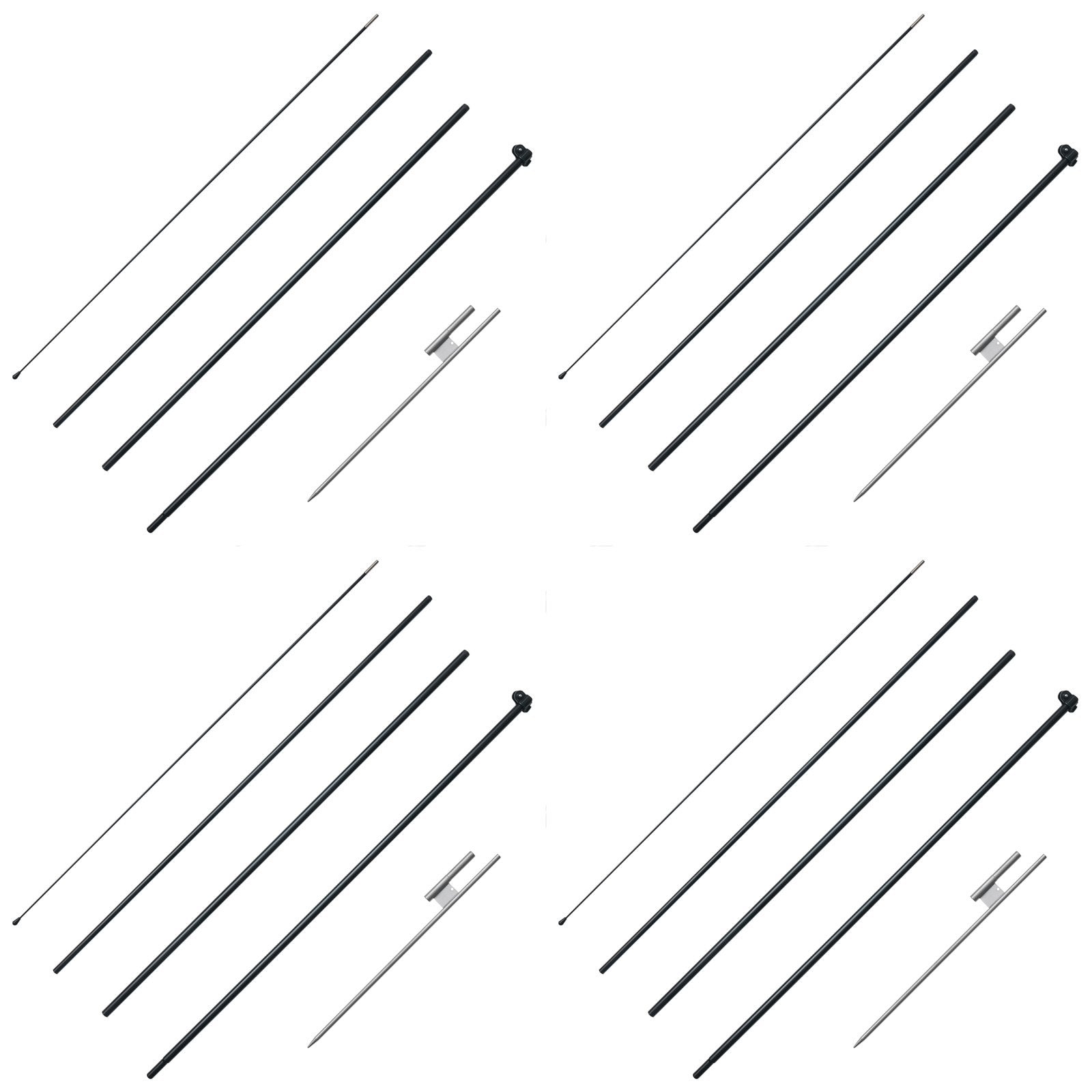 VEVOR Feather Flag Pole Kit 4 Packs Swooper Flag Pole 16.3 ft with Ground Stakes