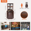 VEVOR Corner Industrial Bar Cabinet, Wine Table for Liquor & Glasses, Sideboard Buffet Cabinet with Glass Holder, Freestanding Farmhouse Wood Coffee Bar Cabinet for Living Room, Home Bar, Black Walnut
