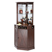 VEVOR Corner Industrial Bar Cabinet, Wine Table for Liquor & Glasses, Sideboard Buffet Cabinet with Glass Holder, Freestanding Farmhouse Wood Coffee Bar Cabinet for Living Room, Home Bar, Black Walnut