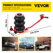 VEVOR Triple Bag Air Jack 3 Ton 6600lbs Pneumatic Car Jack Red Air Jack Portable Lifting Up to 16 Inch