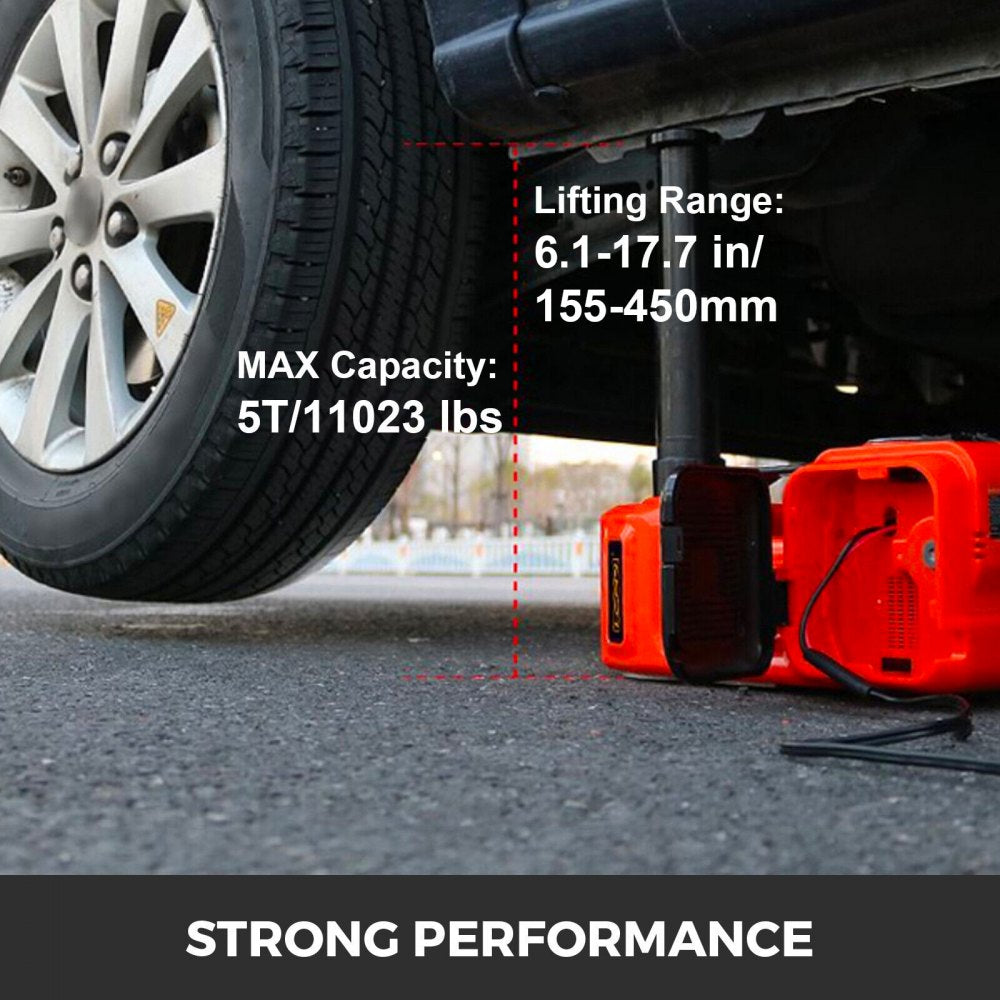 VEVOR Electric Jack 5T Electric Car Jack 12V DC 11023lb Scissor Jack with LED Flashlight All in One for Vehicle Repairing and Tire Replacing Portable Tool Case