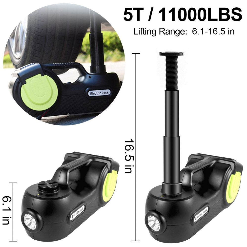 VEVOR Electric Car Jack 5 Ton Car Jack Hydraulic, Electric Floor Jack with Electric Impact Wrench, LED Light Hydraulic Jack Car Repair Tool, 155-530mm Lifting Range for SUV MPV Sedan Truck Repair