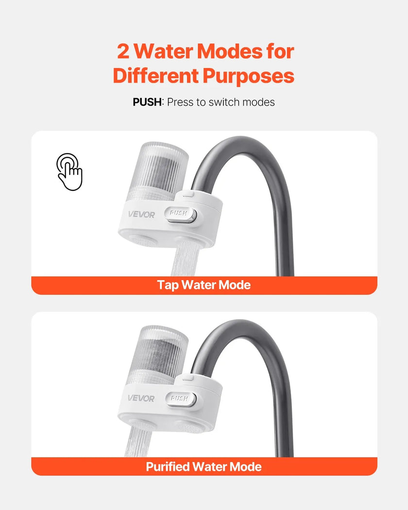 VEVOR Faucet Mount Water Filters Sink Water Purifier for Kitchen White Vertical
