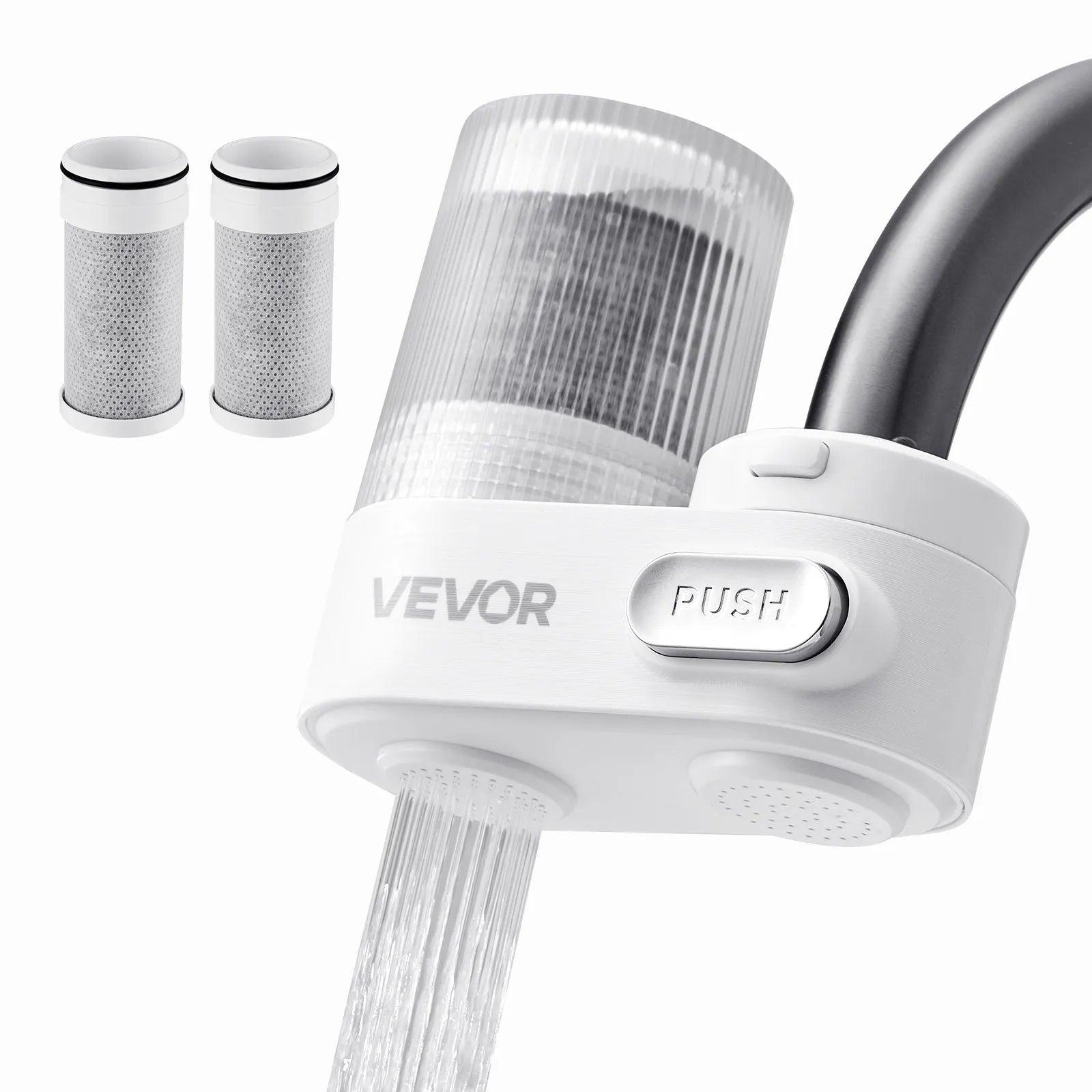 VEVOR Faucet Mount Water Filters Sink Water Purifier for Kitchen White Vertical