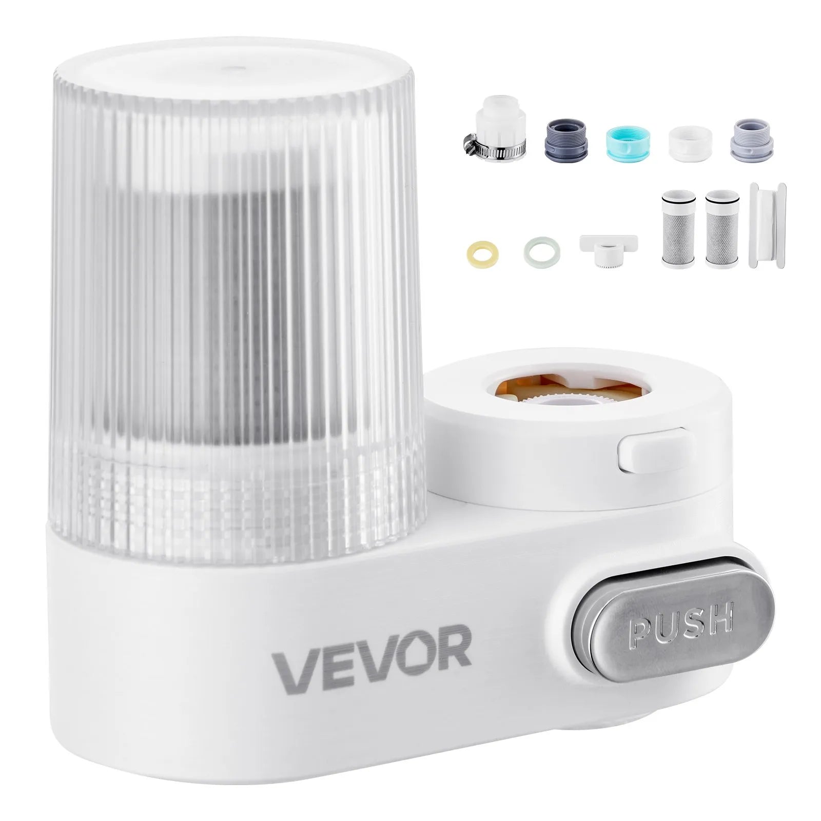 VEVOR Faucet Mount Water Filters Sink Water Purifier for Kitchen White Vertical