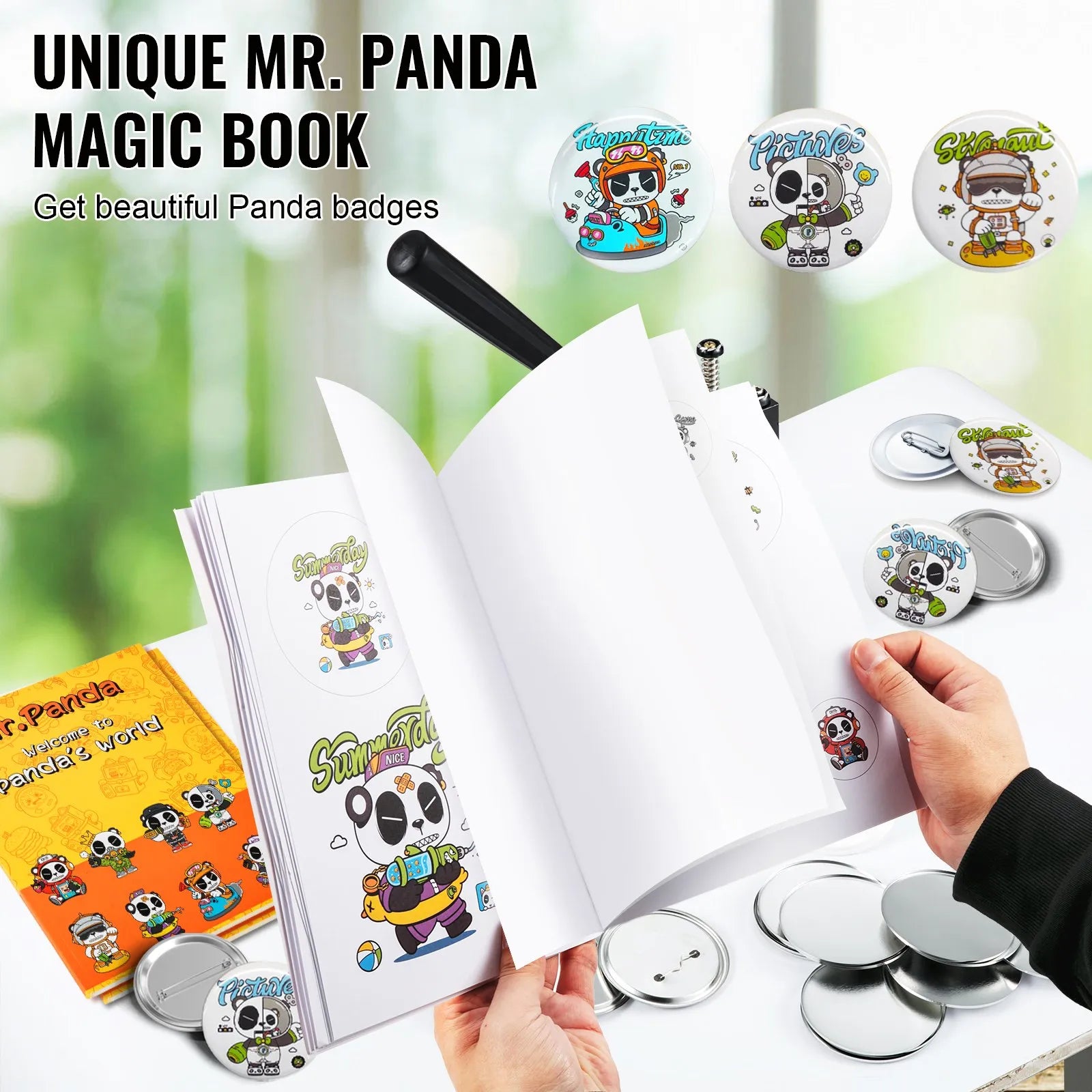 VEVOR Button Maker Machine, 75 mm (3 inch) Badge Punch Press Kit, Children DIY Gifts Pin Maker, Button Making Supplies with 100pcs Button Parts & Circle Cutter & Magic Book