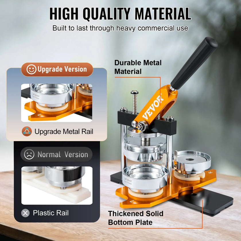 VEVOR Button Maker Machine, 75 mm (3 inch) Badge Punch Press Kit, Children DIY Gifts Pin Maker, Button Making Supplies with 100pcs Button Parts & Circle Cutter & Magic Book