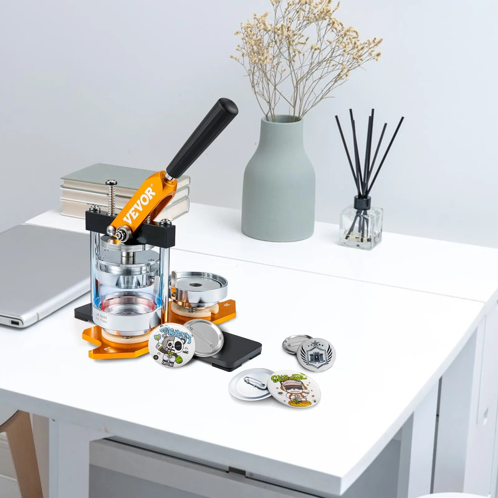 VEVOR Button Maker Machine, 75 mm (3 inch) Badge Punch Press Kit, Children DIY Gifts Pin Maker, Button Making Supplies with 100pcs Button Parts & Circle Cutter & Magic Book