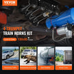 VEVOR Train Horns Kit, 4 Trumpet Air Horn Kit, 150dB Train Horns for Pickup Trucks, 12V 120 psi Air Compressor 1.6 Gal/6 L Tank with Gauge for Any 12V Vehicle Car Truck Train Van Boat