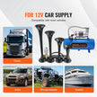 VEVOR Train Horns Kit, 4 Trumpet Air Horn Kit, 150dB Train Horns for Pickup Trucks, 12V 120 psi Air Compressor 1.6 Gal/6 L Tank with Gauge for Any 12V Vehicle Car Truck Train Van Boat