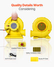 VEVOR Inflatable Bounce House Blower 0.5&0.6HP 450W for Commercial Bounce House