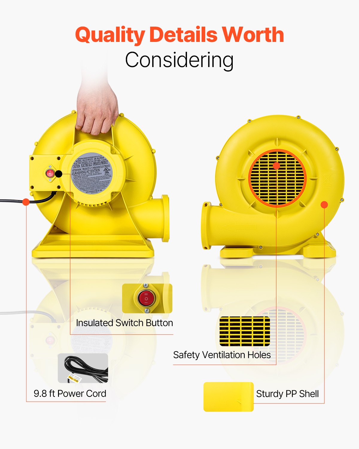 VEVOR Inflatable Bounce House Blower 0.5&0.6HP 450W for Commercial Bounce House