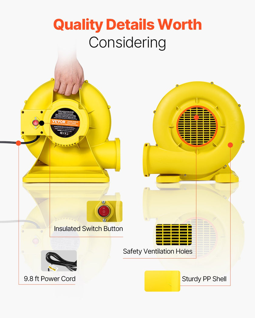 VEVOR Inflatable Bounce House Blower 0.9&1HP 750W for Commercial Bounce House