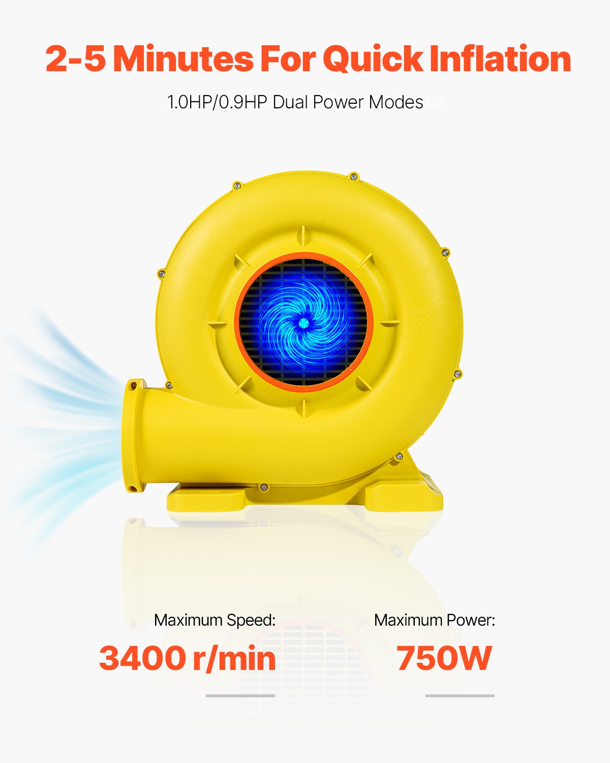 VEVOR Inflatable Bounce House Blower 0.9&1HP 750W for Commercial Bounce House