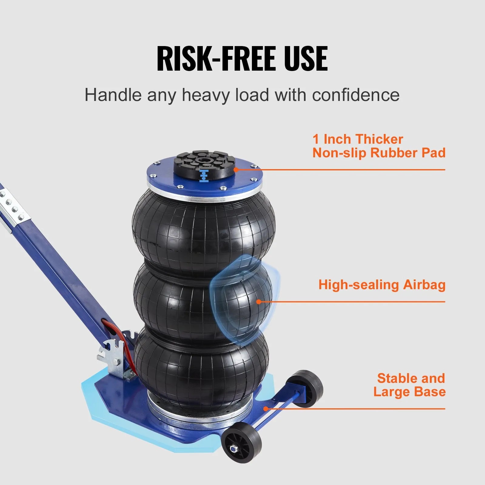 VEVOR Air Jack, 3 Ton/6600 lbs Triple Bag Air Jack, Airbag Jack with Six Steel Pipes, Lift up to 17.7