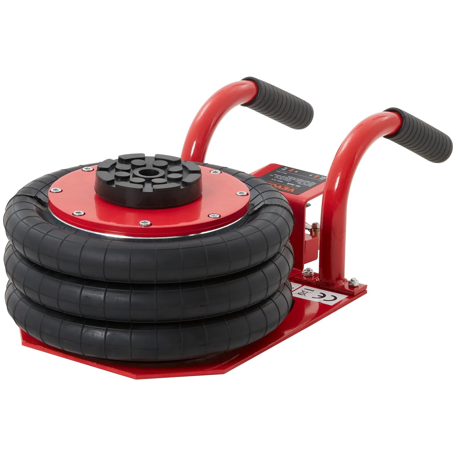 VEVOR Air Jack, 3 Ton/6600 lbs Triple Bag Air Jack, Airbag Jack with Six Steel Pipes, Lift up to 17.7 inch/450 mm, 3-5 s Fast Lifting Pneumatic Jack, with Side Handles for Car, Garage, Repair (Red)