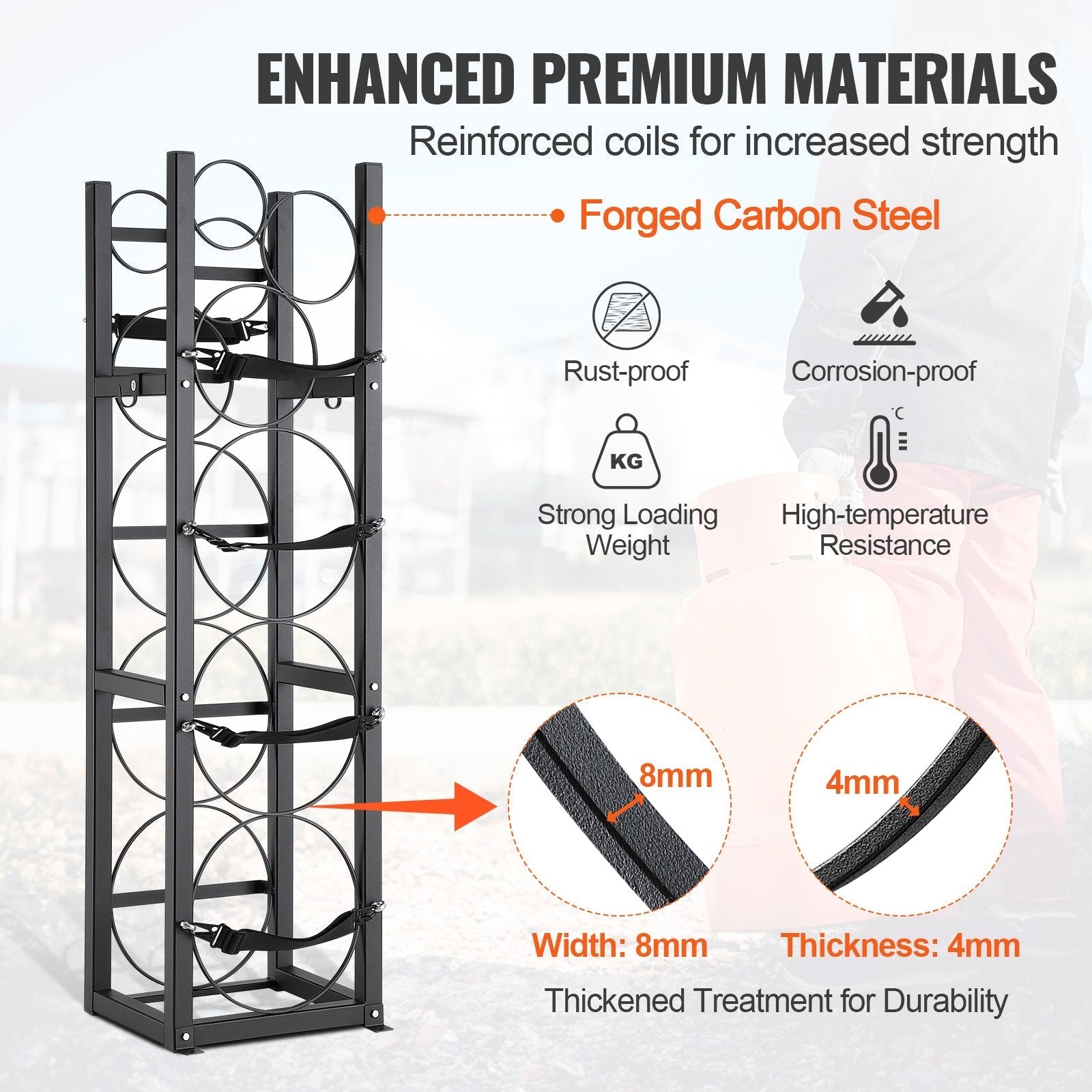 VEVOR Refrigerant Tank Rack, with 3 x 30lbs and Other 3 Small Bottle Tanks, Cylinder Tank Rack 12.79x12.99x47.12 in, Refrigerant Cylinder Rack and Holders for Freon, Gases, Oxygen, Nitrogen