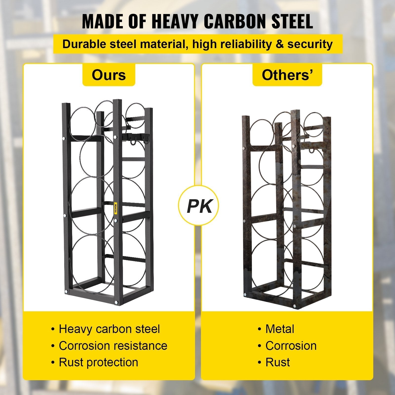 VEVOR Refrigerant Tank Rack with 2-30lb and Other 3 Saving Space Cylinder Tank Rack 889mm Refrigerant Cylinder Rack Gas Cylinder Racks and Holders for Gas Oxygen Nitrogen Storage