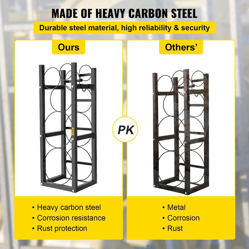 VEVOR Refrigerant Tank Rack with 2-30lb and Other 3 Saving Space Cylinder Tank Rack 889mm Refrigerant Cylinder Rack Gas Cylinder Racks and Holders for Gas Oxygen Nitrogen Storage