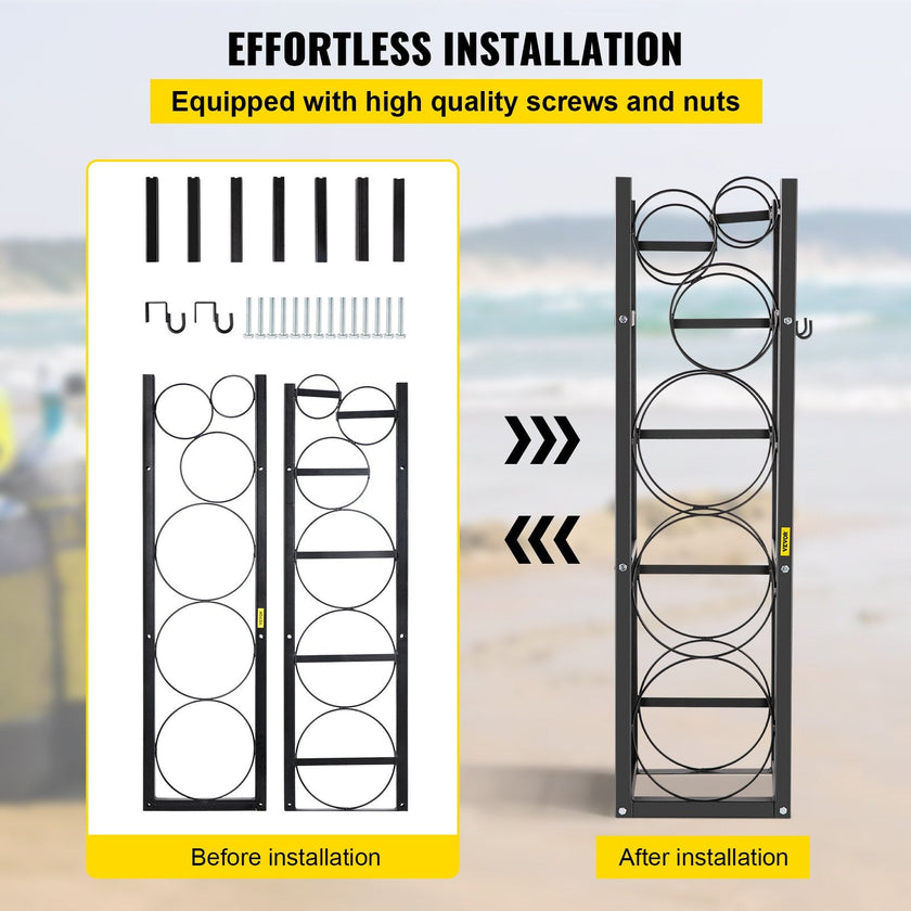 VEVOR Refrigerant Tank Rack with 3-30lb and Other 3 Saving Space, Cylinder Tank Rack 1168mm, Refrigerant Cylinder Rack Gas Cylinder Racks and Holders, for Gas Oxygen Nitrogen Storage