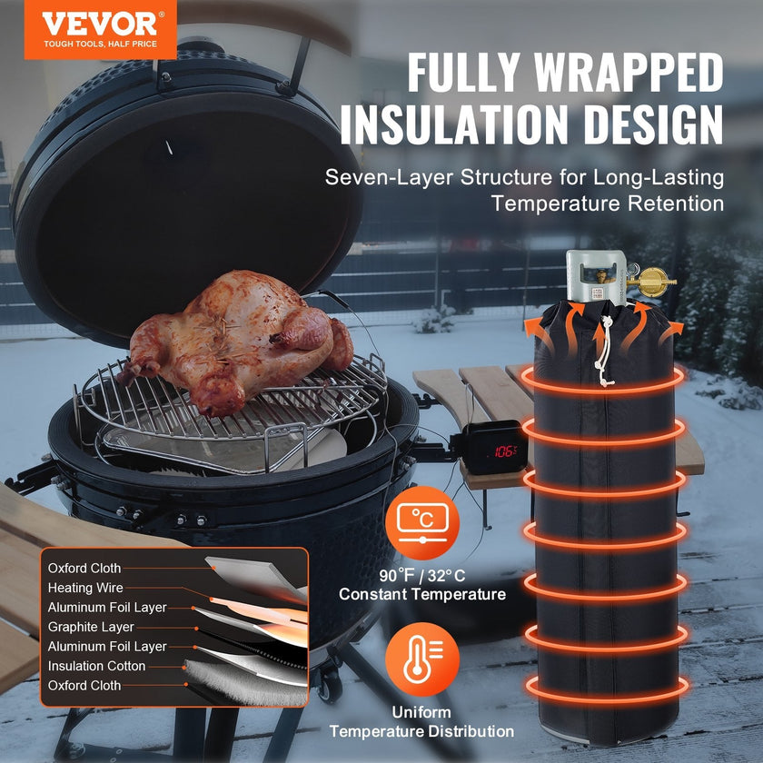 VEVOR Insulated Band Style Gas Cylinder Warmer for 100 lbs Gas Tanks 280W 90 ?