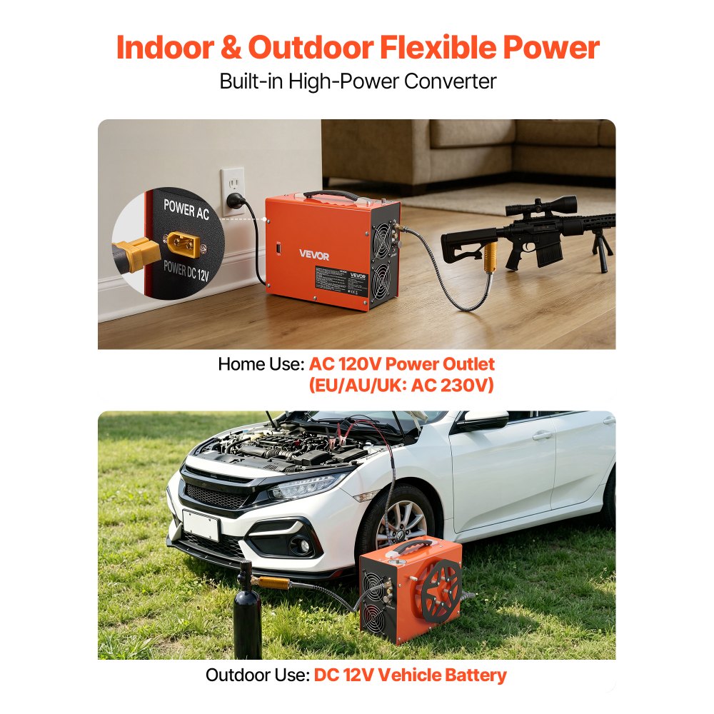 4500 PSI PCP Air Compressor with Auto Shut-Off – Portable 350W Air Compressor for PCP Air Rifles, Paintball Tanks & Scuba Cylinders