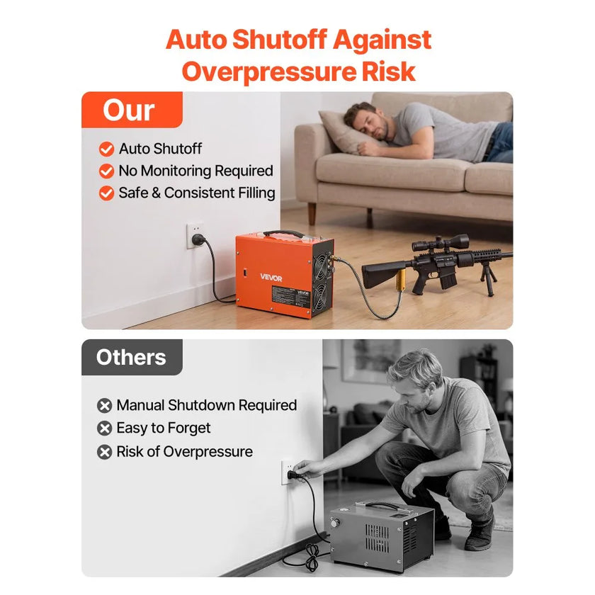 4500 PSI PCP Air Compressor with Auto Shut-Off – Portable 350W Air Compressor for PCP Air Rifles, Paintball Tanks & Scuba Cylinders