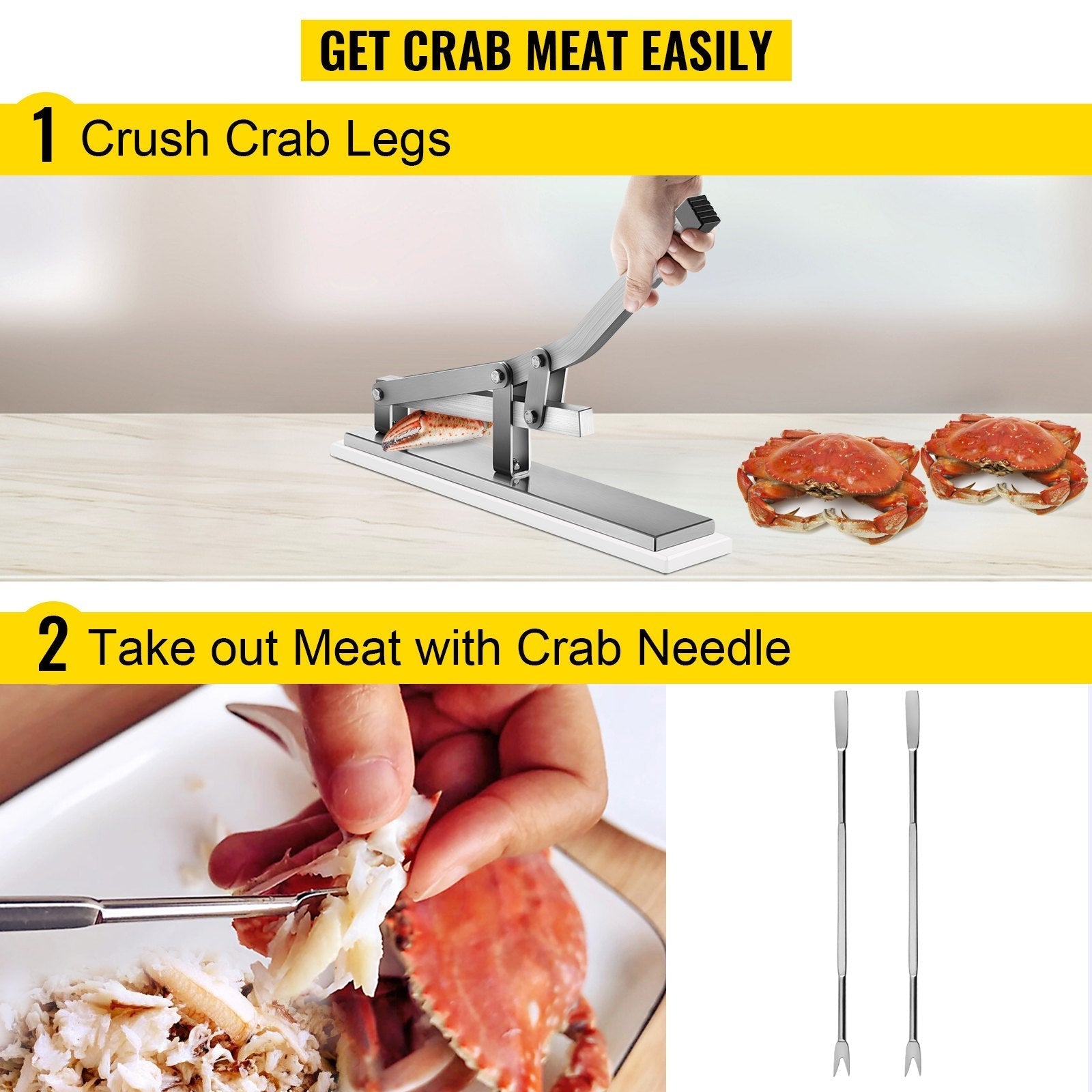 VEVOR Stone Crab Shell Cracker, Aluminum & Stainless Steel Shellfish Cracker, 15