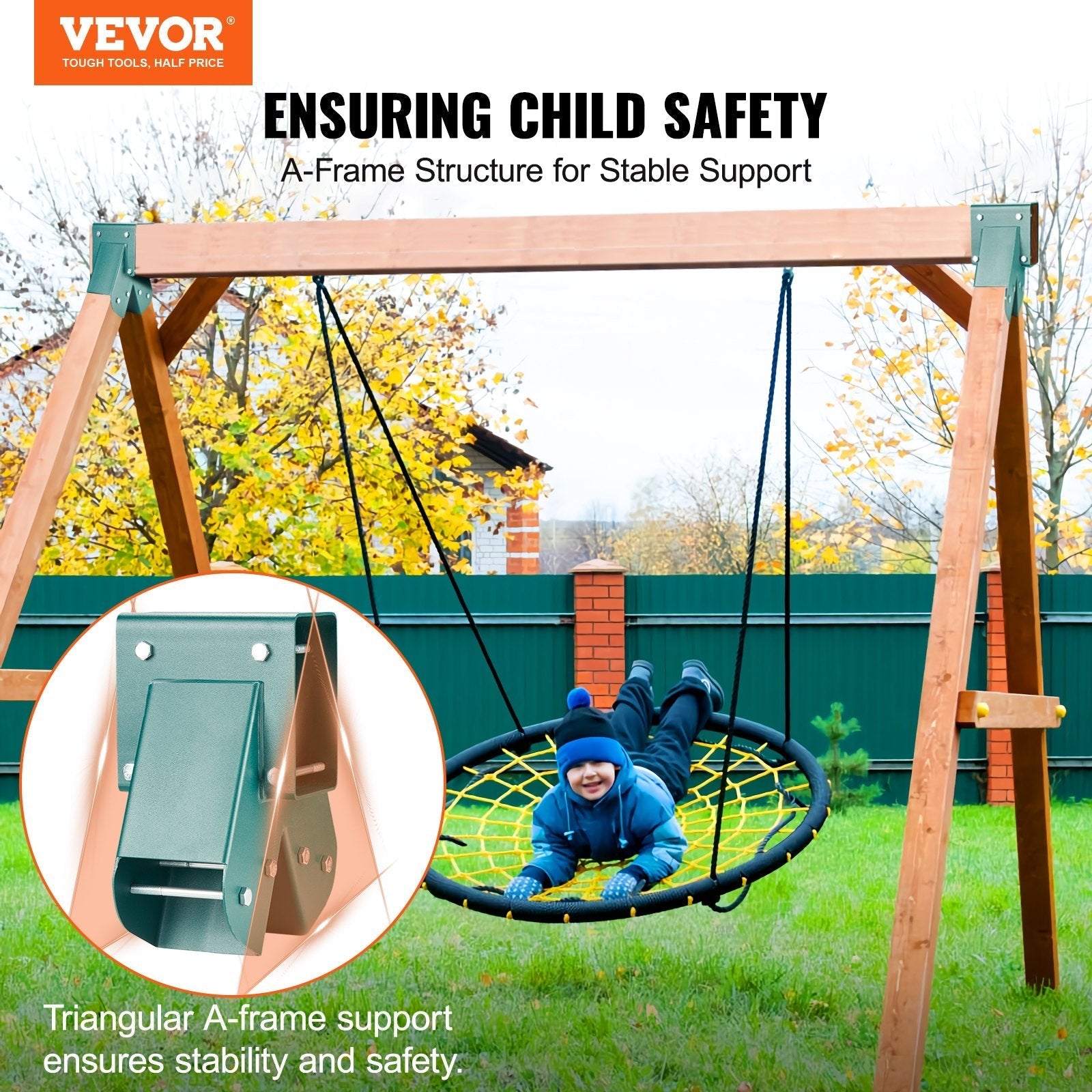 VEVOR A-Frame Middle Swing Brackets, Heavy Duty Carbon Steel Swing Set Hardware with Mounting Hardware, DIY Swing Set Bracket Swing Set Kit for 2 (4x4) Legs & 1 (4x6) Beam, Green