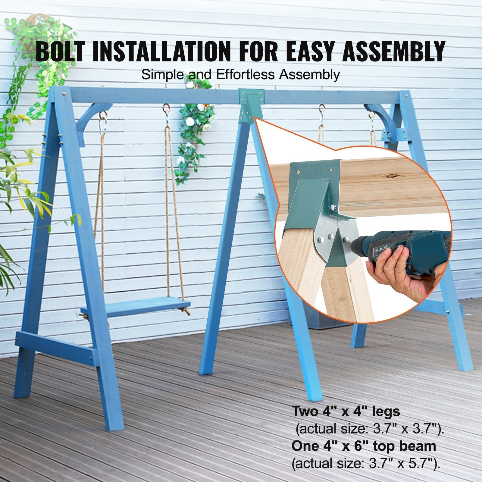 VEVOR A-Frame Middle Swing Brackets, Heavy Duty Carbon Steel Swing Set Hardware with Mounting Hardware, DIY Swing Set Bracket Swing Set Kit for 2 (4x4) Legs & 1 (4x6) Beam, Green