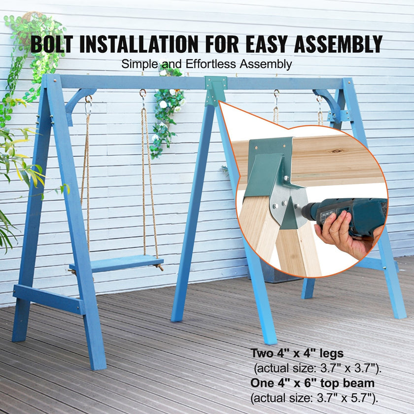 VEVOR A-Frame Middle Swing Brackets, Heavy Duty Carbon Steel Swing Set Hardware with Mounting Hardware, DIY Swing Set Bracket Swing Set Kit for 2 (4x4) Legs & 1 (4x6) Beam, Green