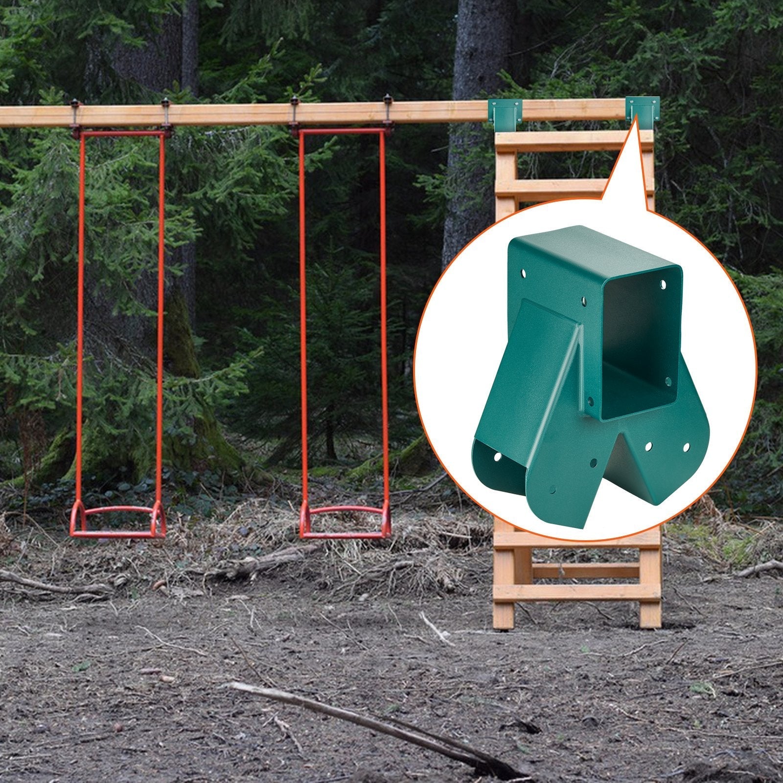 VEVOR A-Frame Middle Swing Brackets, Heavy Duty Carbon Steel Swing Set Hardware with Mounting Hardware, DIY Swing Set Bracket Swing Set Kit for 2 (4x4) Legs & 1 (4x6) Beam, Green