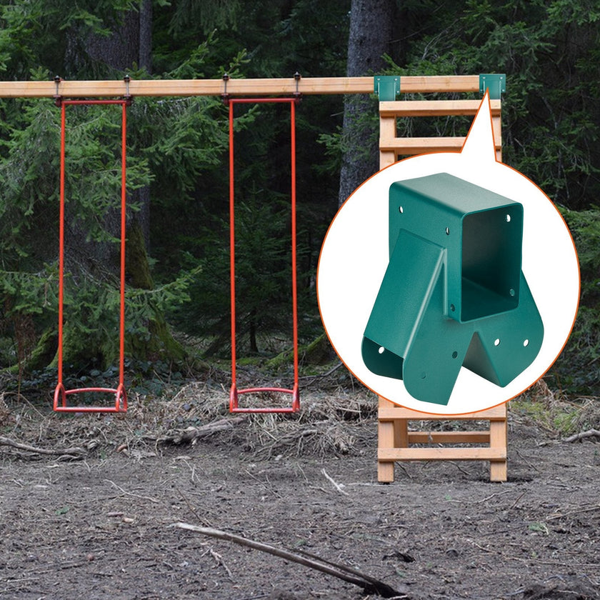 VEVOR A-Frame Middle Swing Brackets, Heavy Duty Carbon Steel Swing Set Hardware with Mounting Hardware, DIY Swing Set Bracket Swing Set Kit for 2 (4x4) Legs & 1 (4x6) Beam, Green