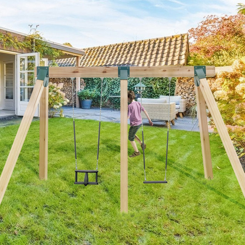 VEVOR A-Frame Middle Swing Set Brackets, Heavy Duty Carbon Steel Swing Set Hardware with Mounting Hardware, DIY Swing Set Bracket Swing Set Kit for 4x4 Legs & 4x6 Beam, Green (3 Pcs)