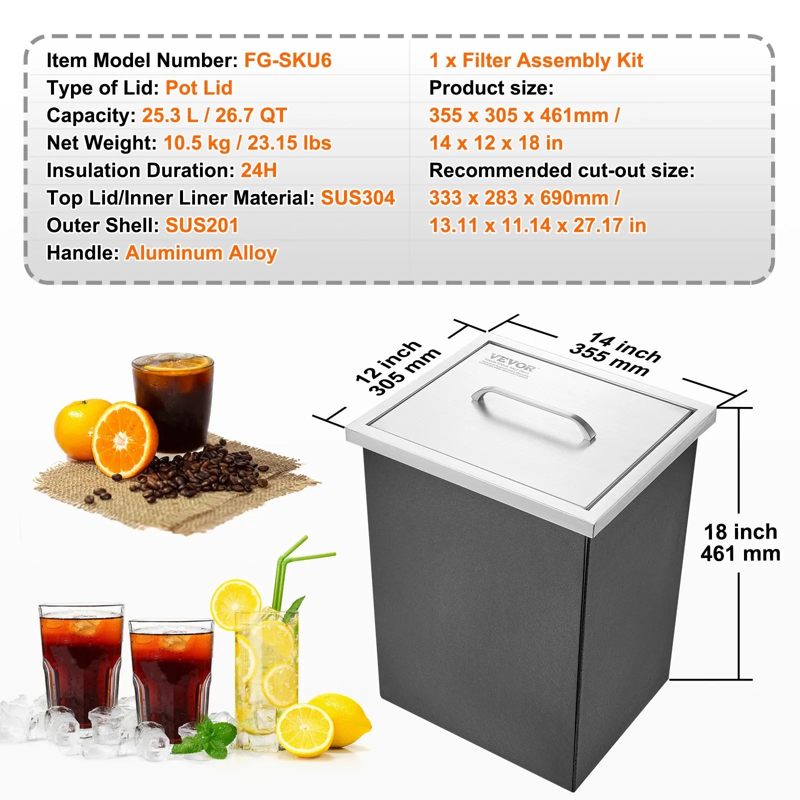 VEVOR Drop in Ice Chest, 14
