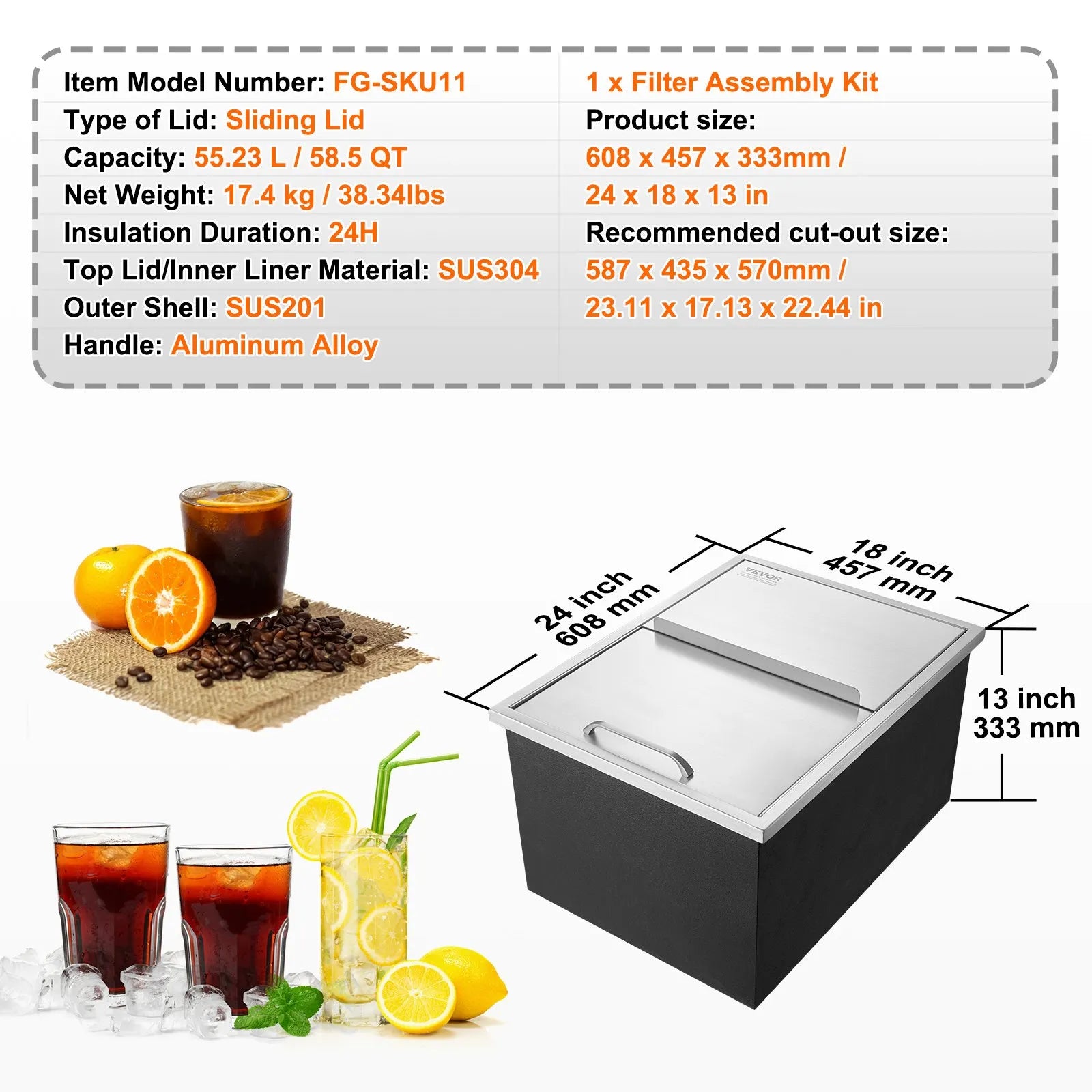 VEVOR Drop in Ice Chest, 24