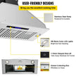 VEVOR Built-in Range Hood Insert Vent Hood 900CFM 36in Touch & Remote Control