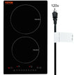 VEVOR Electric Cooktop, 2 Burners, 12'' Induction Stove Top, Built-in Magnetic Cooktop 1800W, 9 Heating Level Multifunctional Burner, LED Touch Screen w/ Child Lock & Over-Temperature Protection