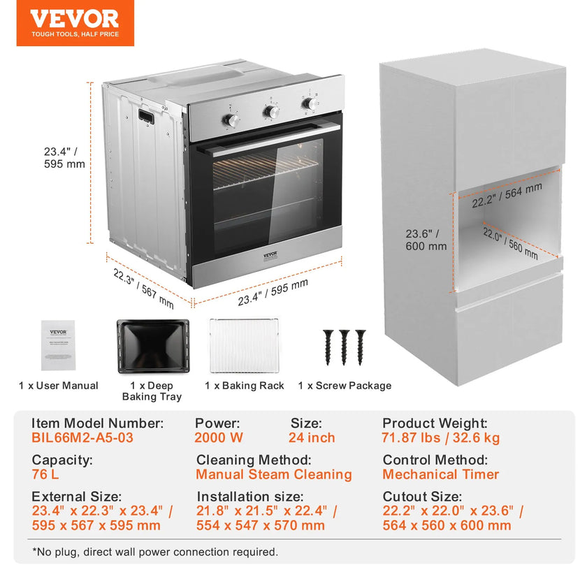 VEVOR Single Wall Oven 24