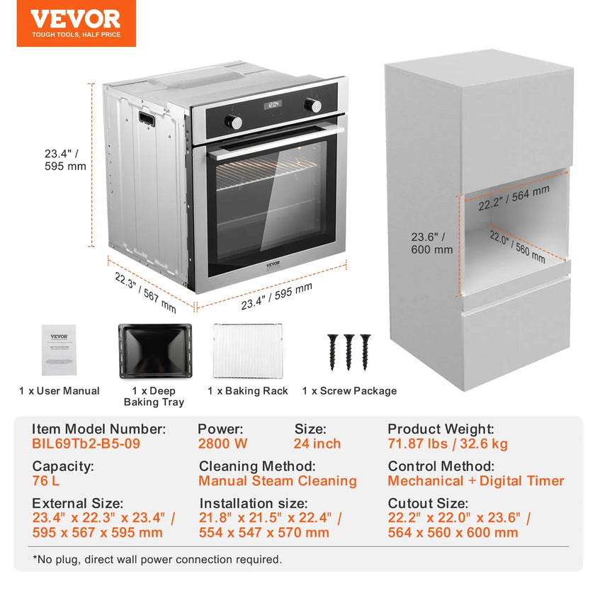 VEVOR Single Wall Oven 24
