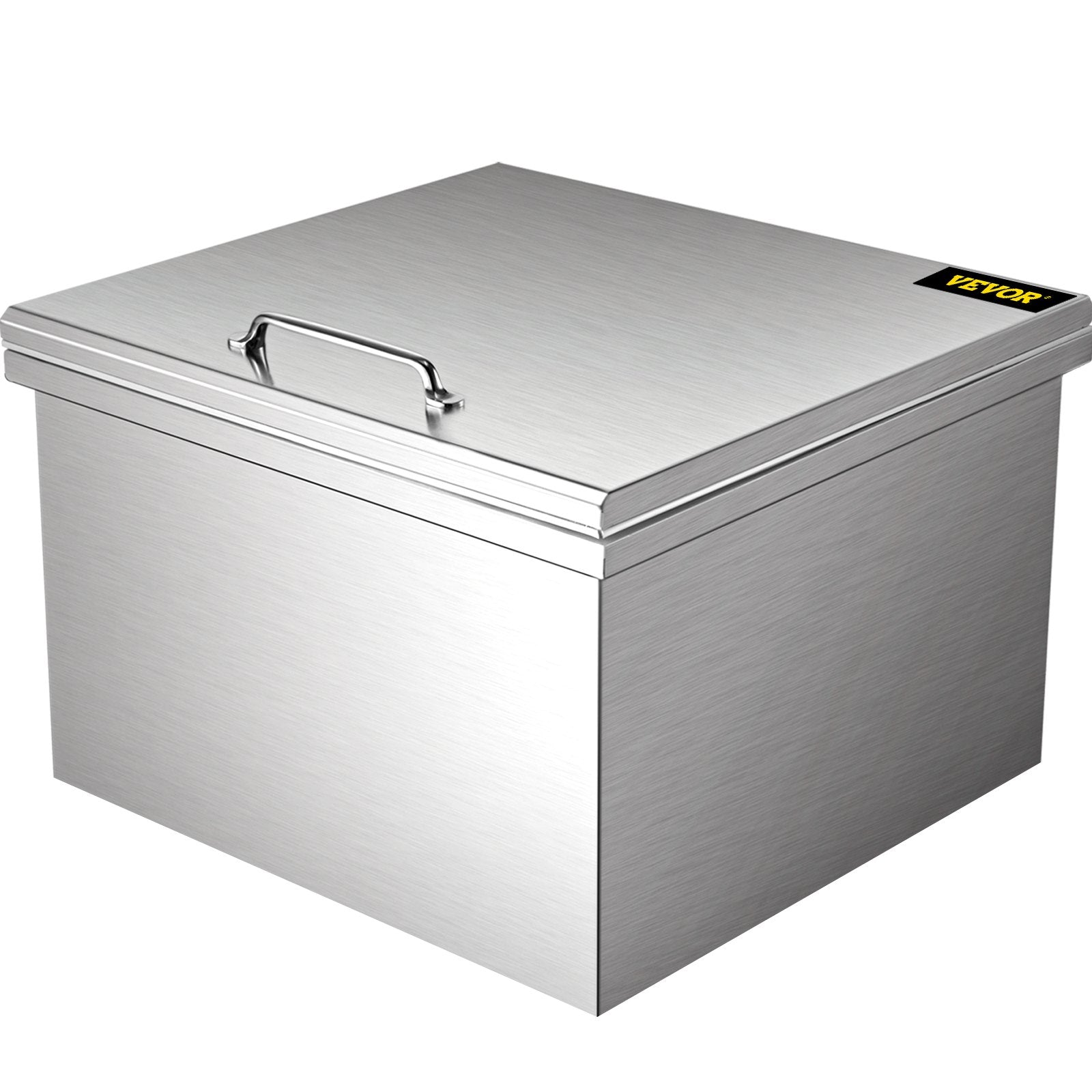 VEVOR Drop in Ice Bin Chest 20x20 inch Drop in Cooler Stainless Steel Outdoor Drop in Ice Chest with Cover Bar Ice Bin 40.9 qt Drop in Wine Drops Drain-Pipe and Drain Plug Included for Cold Wine Beer