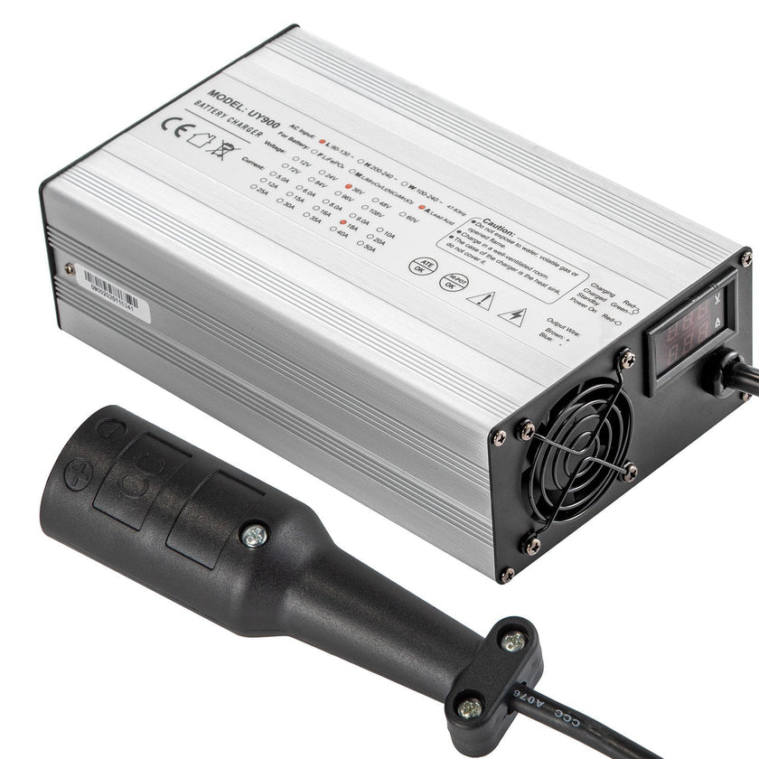VEVOR Golf Cart Battery Charger 48V Club Car Charger 15A Golf Cart Electric Charger 3 Pin Plug Round / LED Club Car Battery Charger Aluminum Shell Power Wise Golf Cart Battery Charger for Ez Go Yamaha
