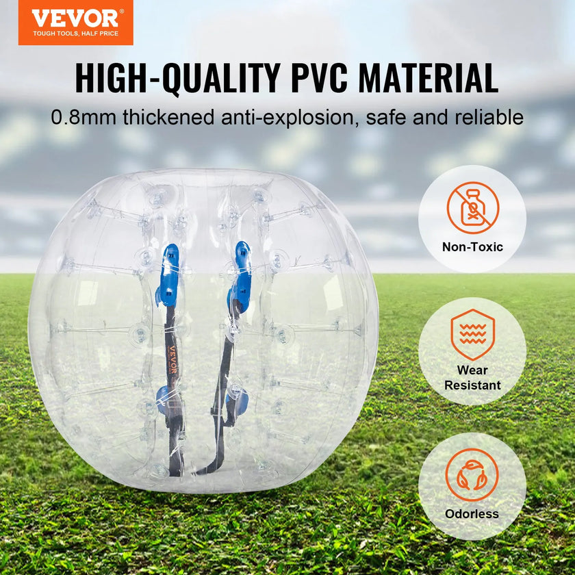 VEVOR Inflatable Bumper Ball 1-Pack, 4FT/1.2M Body Sumo Zorb Balls for Teen & Adult, 0.8mm Thick PVC Human Hamster Bubble Balls for Outdoor Team Gaming Play, Bumper Bopper Toys for Garden, Yard, Park