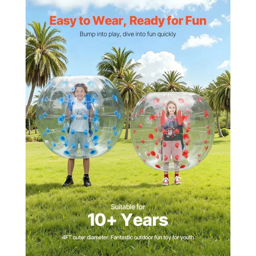 VEVOR Inflatable Bumper Balls 2-Pack, 4FT/1.2M Body Sumo Zorb Balls for Teen & Adult, 0.8mm Thick PVC Human Hamster Bubble Balls for Outdoor Team Gaming Play, Bumper Bopper Toys for Garden, Yard, Park