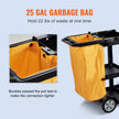 VEVOR Cleaning Cart, 3-Shelf Commercial Janitorial Cart, 200 lbs Capacity Plastic Housekeeping Cart, with 25 Gallon PVC Bag, 47