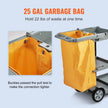 VEVOR Cleaning Cart, 3-Shelf Commercial Janitorial Cart, 200 lbs Capacity Plastic Housekeeping Cart, with 25 Gallon PVC Bag, 47