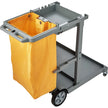 VEVOR Cleaning Cart, 3-Shelf Commercial Janitorial Cart, 200 lbs Capacity Plastic Housekeeping Cart, with 25 Gallon PVC Bag, 47