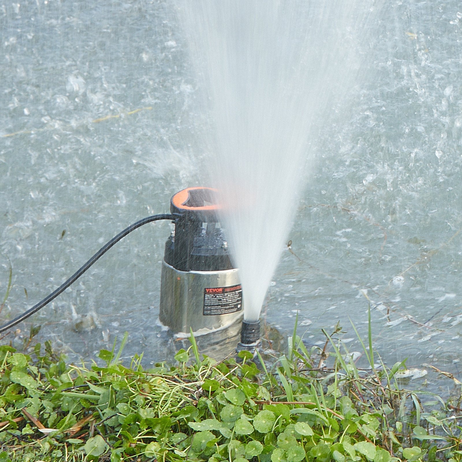 VEVOR 1HP Sump Pump, 4020GPH, 30FT Lift Stainless Steel Submersible Sludge Pump with 26FT Power Cord Automatic ON/OFF Float Switch, Drain Clean/Dirty Water for Basement Flood Pool Pond Garden Hot Tub
