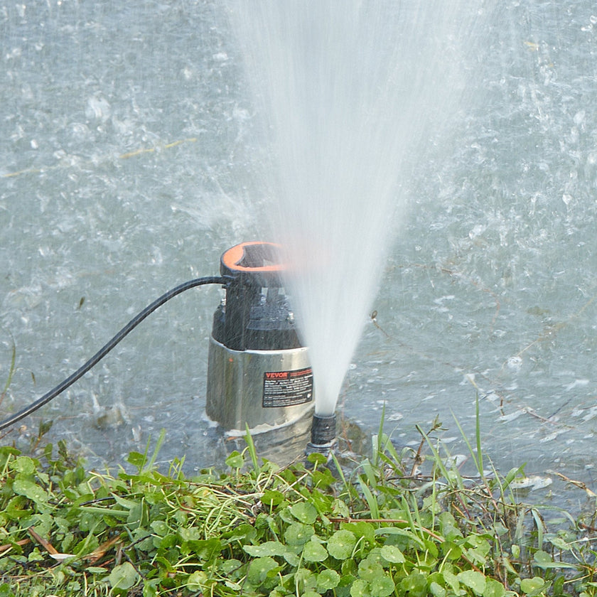 VEVOR 1HP Sump Pump, 4020GPH, 30FT Lift Stainless Steel Submersible Sludge Pump with 26FT Power Cord Automatic ON/OFF Float Switch, Drain Clean/Dirty Water for Basement Flood Pool Pond Garden Hot Tub